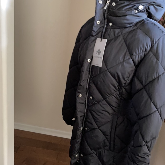 Rainforest Diamond Quilted Water Resistant Attached Hood Bib Vest Black Coat - Picture 10 of 14